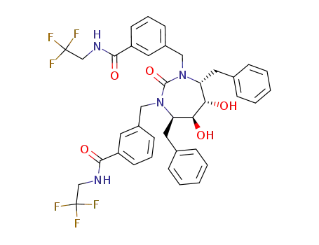 Molecular Structure of 183860-46-0 (3-[[(4R,5S,6S,7R)-4,7-dibenzyl-5,6-dihydroxy-2-oxo-3-[[3-(2,2,2-triflu oroethylcarbamoyl)phenyl]methyl]-1,3-diazepan-1-yl]methyl]-N-(2,2,2-tr ifluoroethyl)benzamide)