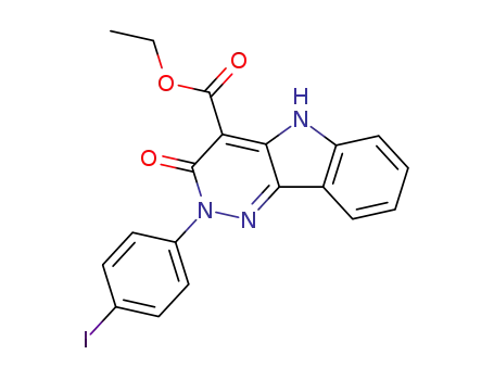 Molecular Structure of 188180-99-6 (2-(4-Iodo-phenyl)-3-oxo-3,5-dihydro-2H-pyridazino[4,3-b]indole-4-carboxylic acid ethyl ester)