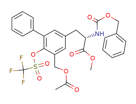 Molecular Structure of 206445-96-7 ((S)-3-(5-Acetoxymethyl-6-trifluoromethanesulfonyloxy-biphenyl-3-yl)-2-benzyloxycarbonylamino-propionic acid methyl ester)