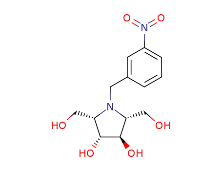 Molecular Structure of 198076-36-7 ((2S,3R,4R,5R)-2,5-Bis-hydroxymethyl-1-(3-nitro-benzyl)-pyrrolidine-3,4-diol)