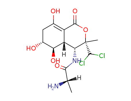 Propanamide,2-amino-N-[(3S,4R,4aR,5R,6R)-3-(dichloromethyl)-3,4,4a,5,6,7-hexahydro-5,6,8-trihydroxy-3-methyl-1-oxo-1H-2-benzopyran-4-yl]-,(2S)- cas  72615-20-4