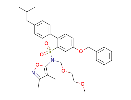 Molecular Structure of 179251-47-9 (N-(3,4-Dimethyl-5-isoxazolyl)-N-((2-methoxyethoxy)methyl)-4'-(2-methylpropyl)-4-(phenylmethoxy)[1,1'-biphenyl]-2-sulfonamide)