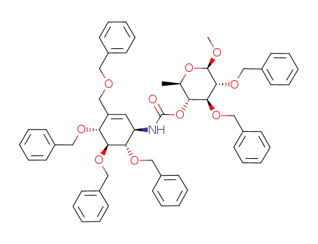 ((1R,4R,5S,6S)-4,5,6-Tris-benzyloxy-3-benzyloxymethyl-cyclohex-2-enyl)-carbamic acid (2R,3R,4S,5R,6R)-4,5-bis-benzyloxy-6-methoxy-2-methyl-tetrahydro-pyran-3-yl ester