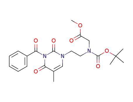 Molecular Structure of 189160-72-3 (N-tert-Butoxycarbonyl-N-[2-(N<sup>3</sup>-benzoylthymin-1-yl)ethyl]glycine methyl ester)