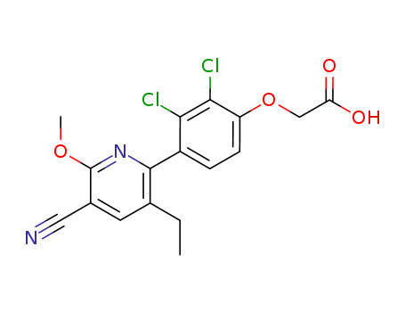 Molecular Structure of 187141-99-7 ([2,3-Dichloro-4-(5-cyano-3-ethyl-6-methoxy-pyridin-2-yl)-phenoxy]-acetic acid)