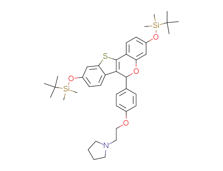 Molecular Structure of 188824-34-2 (1-(2-{4-[3,9-Bis-(tert-butyl-dimethyl-silanyloxy)-6H-5-oxa-11-thia-benzo[a]fluoren-6-yl]-phenoxy}-ethyl)-pyrrolidine)