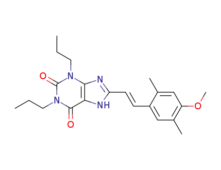 Molecular Structure of 151539-37-6 (8-[(E)-2-(4-methoxy-2,5-dimethyl-phenyl)ethenyl]-1,3-dipropyl-7H-purin e-2,6-dione)