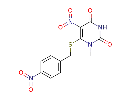 2,4(1H,3H)-Pyrimidinedione,
1-methyl-5-nitro-6-[[(4-nitrophenyl)methyl]thio]-