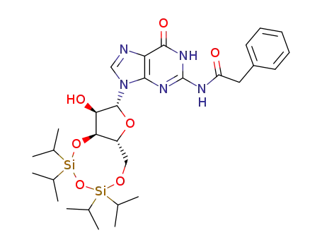 Molecular Structure of 147490-70-8 (2-N-(Phenacetyl)-3',5'-O-(1,1,3,3-tetraisopropyldisiloxane-1,3-diyl)guanosine)