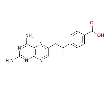 Molecular Structure of 80576-76-7 (Benzoic acid, 4-[2-(2,4-diamino-6-pteridinyl)-1-methylethyl]-)