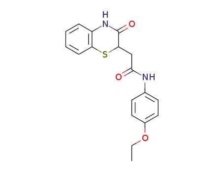 Molecular Structure of 109599-95-3 (N-(4-ethoxyphenyl)-2-(3-oxo-3,4-dihydro-2H-benzo[b][1,4]thiazin-2-yl)acetamide)