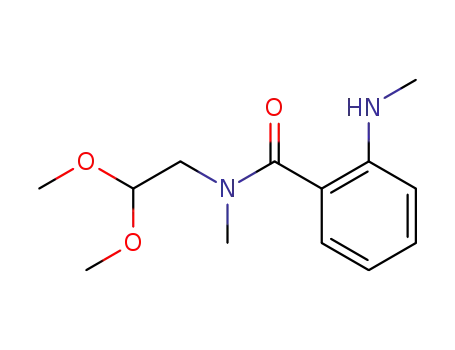 Molecular Structure of 266329-98-0 (<i>N</i>-(2,2-dimethoxy-ethyl)-<i>N</i>-methyl-2-methylamino-benzamide)