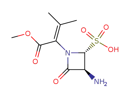 Molecular Structure of 180468-23-9 ((2R,3S)-3-amino-1-(1'-methoxycarbonyl-2'-methylpropenyl)-4-oxoazetidine2-sulfonic acid)