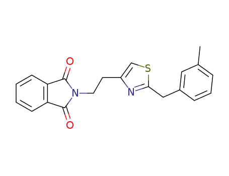 Molecular Structure of 250258-71-0 (2-{2-[2-(3-methyl-benzyl)-thiazol-4-yl]-ethyl}-isoindole-1,3-dione)