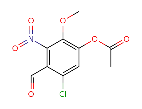 Molecular Structure of 122756-27-8 (4-acetoxy-6-chloro-3-methoxy-2-nitro-benzaldehyde)