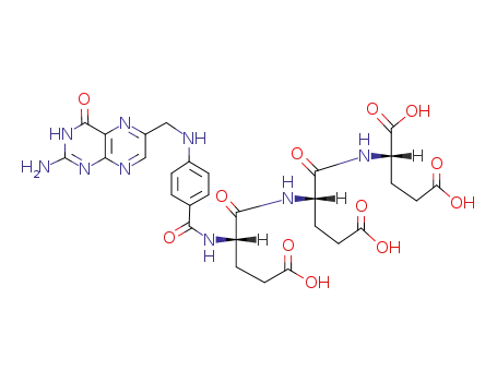 Molecular Structure of 21919-06-2 (L-Glutamic acid,
N-[4-[[(2-amino-1,4-dihydro-4-oxo-6-pteridinyl)methyl]amino]benzoyl]-L-
a-glutamyl-L-a-glutamyl-)