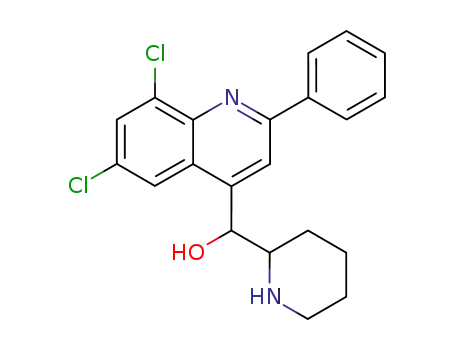 Molecular Structure of 16711-32-3 ((6,8-dichloro-2-phenylquinolin-4-yl)(piperidin-2-yl)methanol)