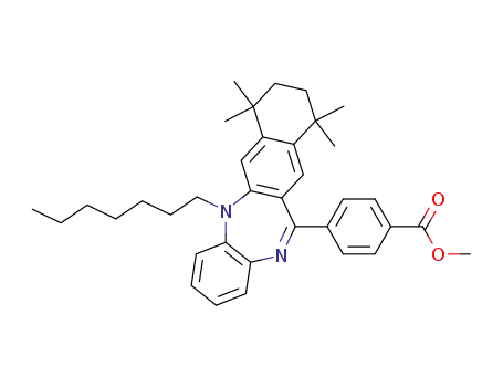 4-(5-heptyl-7,7,10,10-tetramethyl-7,8,9,10-tetrahydro-5<i>H</i>-5,13-diaza-benzo[4,5]cyclohepta[1,2-<i>b</i>]naphthalen-12-yl)-benzoic acid methyl ester