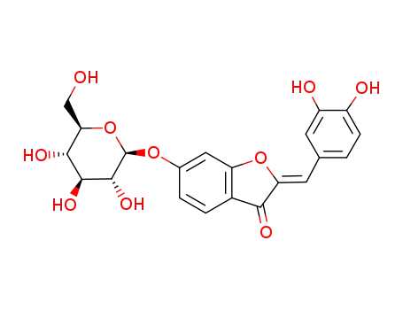 Molecular Structure of 531-63-5 (3(2H)-Benzofuranone,2-[(3,4-dihydroxyphenyl)methylene]-6-(b-D-glucopyranosyloxy)-, (2Z)-)