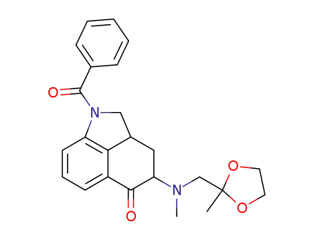 Molecular Structure of 124133-97-7 (1-benzoyl-4-[methyl-(2-methyl-[1,3]dioxolan-2-ylmethyl)-amino]-2,2a,3,4-tetrahydro-1<i>H</i>-benz[<i>cd</i>]indol-5-one)