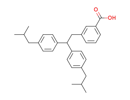 Molecular Structure of 139176-78-6 (Benzoic acid, 3-[2,2-bis[4-(2-methylpropyl)phenyl]ethyl]-)