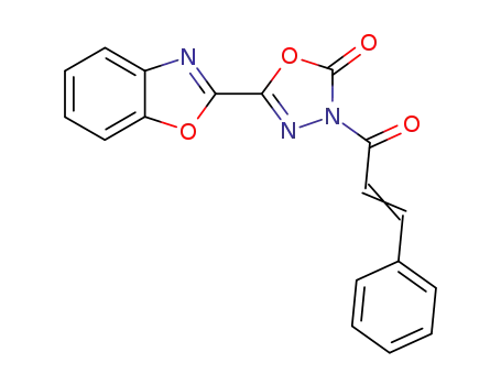 Molecular Structure of 87802-12-8 (1,3,4-Oxadiazol-2(3H)-one,
5-(2-benzoxazolyl)-3-(1-oxo-3-phenyl-2-propenyl)-)