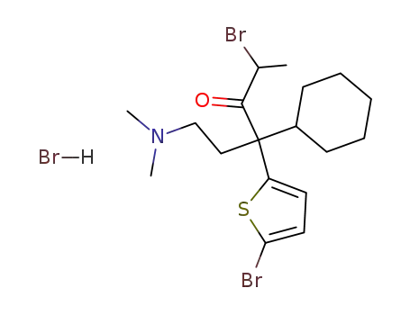 Molecular Structure of 7500-16-5 (2-bromo-4-(5-bromothiophen-2-yl)-4-cyclohexyl-6-(dimethylamino)hexan-3-one)