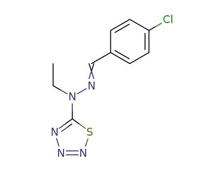 Benzaldehyde, 4-chloro-, ethyl-1,2,3,4-thiatriazol-5-ylhydrazone