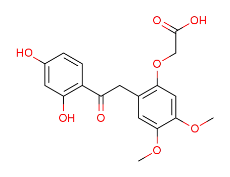 Molecular Structure of 22116-56-9 (Acetic acid,2-[2-[2-(2,4-dihydroxyphenyl)-2-oxoethyl]-4,5-dimethoxyphenoxy]-)