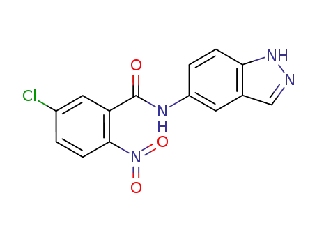 Molecular Structure of 454705-24-9 (5-chloro-<i>N</i>-(1<i>H</i>-indazol-5-yl)-2-nitro-benzamide)