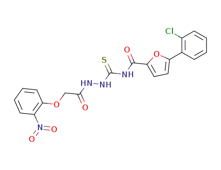 Molecular Structure of 367967-14-4 (Acetic acid, (2-nitrophenoxy)-,
2-[[[[5-(2-chlorophenyl)-2-furanyl]carbonyl]amino]thioxomethyl]hydrazide)