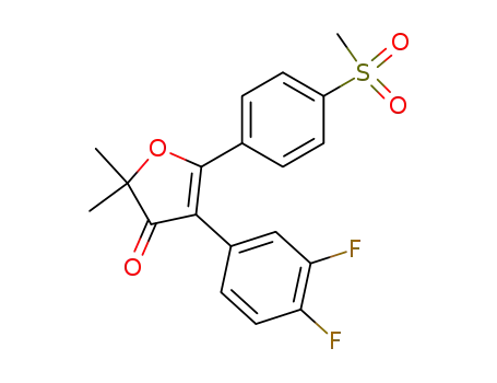 Molecular Structure of 301691-77-0 (4-(3,4-difluorophenyl)-2,2-dimethyl-5-(4-(methylsulfonyl)phenyl)furan-3(2H)-one)