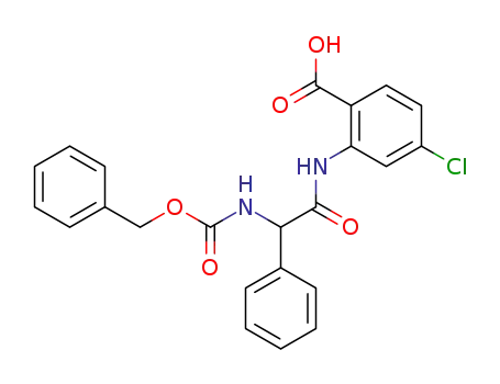 Molecular Structure of 350238-17-4 (2-(2-benzyloxycarbonylamino-2-phenyl-acetylamino)-4-chloro-benzoic acid)
