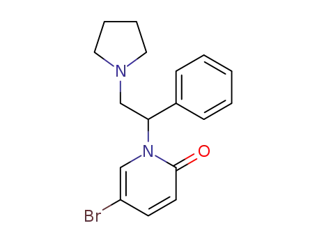 Molecular Structure of 426823-58-7 (5-bromo-1-(1-phenyl-2-pyrrolidin-1-yl-ethyl)-1<i>H</i>-pyridin-2-one)
