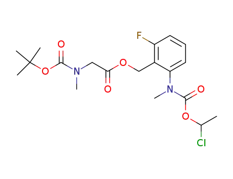 Molecular Structure of 338990-44-6 ([N-methyl-N-2-[(tert-butoxycarbonylmethylamino)acetoxymethyl]-3-fluorophenyl]carbamic acid 1-chloroethyl ester)