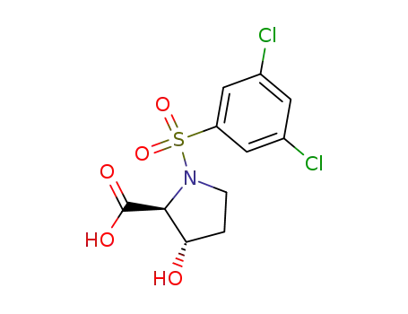 Molecular Structure of 425403-87-8 ((2S,3S)-1-(3,5-Dichloro-benzenesulfonyl)-3-hydroxy-pyrrolidine-2-carboxylic acid)