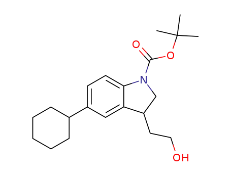 5-cyclohexyl-3-(2-hydroxy-ethyl)-2,3-dihydro-indole-1-carboxylic acid <i>tert</i>-butyl ester
