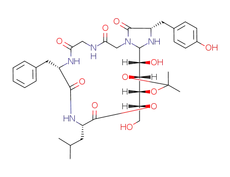 cyclo-[N-({2-[-4)-2,3-O-isopropylidene-D-gluco-pentitol-1-yl]-4-(4-hydroxybenzyl)-5-oxoimidazolidin-1-yl-(1->O}acetyl)glycyl-L-phenylalanyl-L-leucyl-]