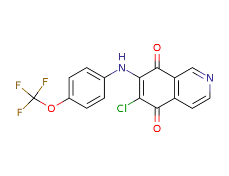 Molecular Structure of 296776-08-4 (5,8-Isoquinolinedione, 6-chloro-7-[[4-(trifluoromethoxy)phenyl]amino]-)