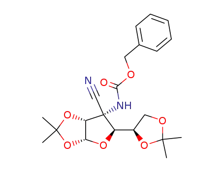 Molecular Structure of 330196-66-2 ([(3aR,5S,6R,6aR)-6-Cyano-5-((R)-2,2-dimethyl-[1,3]dioxolan-4-yl)-2,2-dimethyl-tetrahydro-furo[2,3-d][1,3]dioxol-6-yl]-carbamic acid benzyl ester)