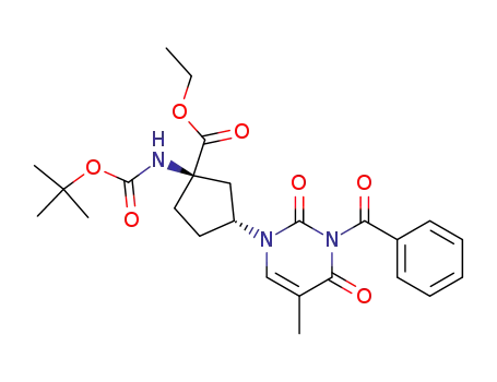 3-(3-benzoyl-5-methyl-2,4-dioxo-3,4-dihydro-2<i>H</i>-pyrimidin-1-yl)-1-<i>tert</i>-butoxycarbonylamino-cyclopentanecarboxylic acid ethyl ester