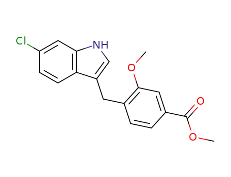 Molecular Structure of 241498-69-1 (Benzoic acid, 4-[(6-chloro-1H-indol-3-yl)methyl]-3-methoxy-, methyl
ester)