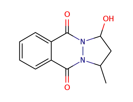 Molecular Structure of 7755-55-7 (1H-Pyrazolo[1,2-b]phthalazine-5,10-dione,
2,3-dihydro-1-hydroxy-3-methyl-)