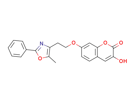 Molecular Structure of 604006-59-9 (2H-1-Benzopyran-2-one,
3-hydroxy-7-[2-(5-methyl-2-phenyl-4-oxazolyl)ethoxy]-)