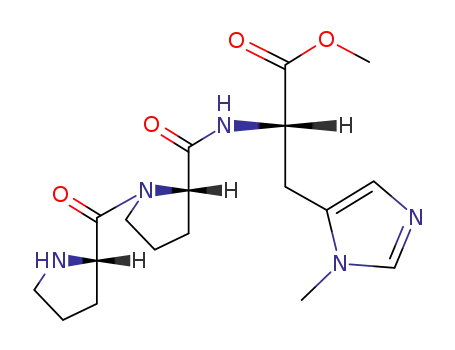 Molecular Structure of 682776-84-7 (L-Histidine, L-prolyl-L-prolyl-3-methyl-, methyl ester)