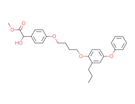 Molecular Structure of 592508-38-8 (Benzeneacetic acid,
a-hydroxy-4-[4-(4-phenoxy-2-propylphenoxy)butoxy]-, methyl ester)