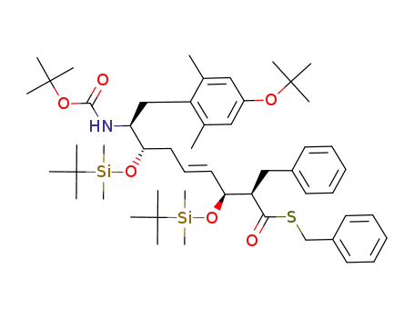 2-benzyl-8-<i>tert</i>-butoxycarbonylamino-9-(4-<i>tert</i>-butoxy-2,6-dimethyl-phenyl)-3,7-bis-(<i>tert</i>-butyl-dimethyl-silanyloxy)-non-4-enethioic acid <i>S</i>-benzyl ester