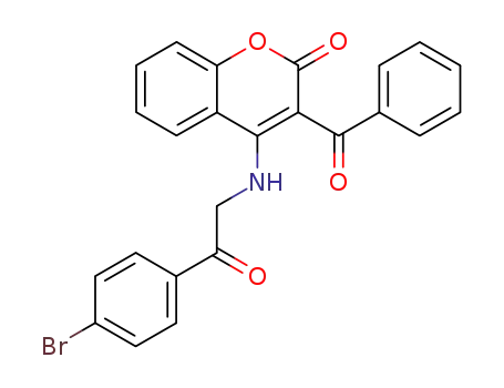 Molecular Structure of 535921-06-3 (3-benzoyl-4-[2-(4-bromo-phenyl)-2-oxo-ethylamino]-chromen-2-one)