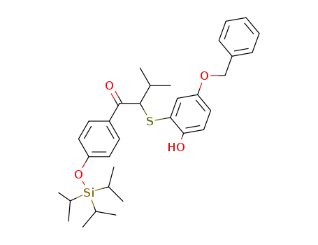 Molecular Structure of 719311-32-7 (2-(5-benzyloxy-2-hydroxy-phenylsulfanyl)-3-methyl-1-(4-triisopropylsilanyloxy-phenyl)-butan-1-one)