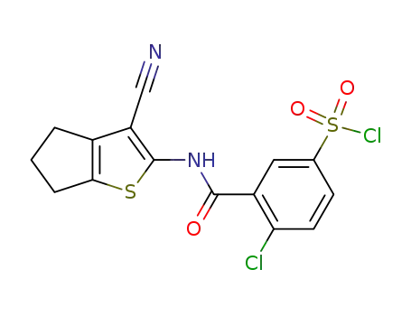 4-chloro-3-(3-cyano-5,6-dihydro-4<i>H</i>-cyclopenta[<i>b</i>]thiophen-2-ylcarbamoyl)-benzenesulfonyl chloride